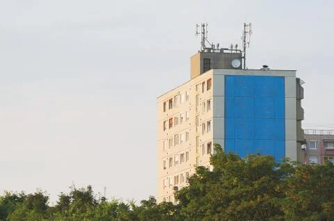 Panel Building with Trees Stock Photos