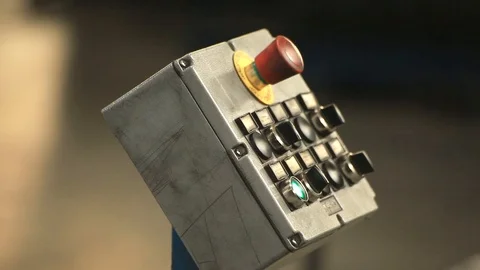 The panel with buttons at the factory. hand toggle switches at the factory Stock Footage 94898692