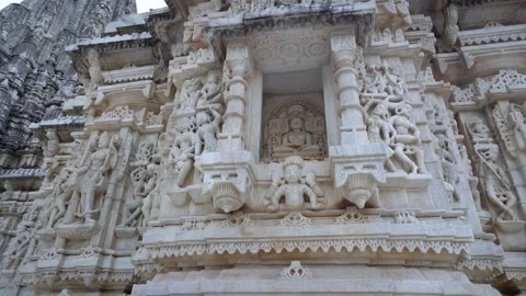 Panel of Carved Human Figures in Temple Niches Stock Footage 311798537