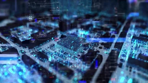 Panel circuit board with digital processor conceptual background Stock Footage 267081219