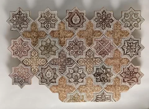 Panel Composed with Tiles in Shape of Eight-pointed Stars and Crosses 12607.. Foto stock