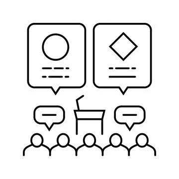 Panel discussion virtual conference line icon vector illustration 스톡 일러스트