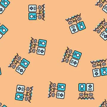 Panel discussion virtual conference vector seamless pattern イラスト素材