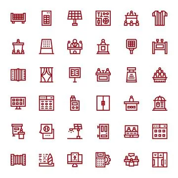 Panel Essential Vector Set including 36 Editable Bold Line 128x128 Icons Stock Illustration