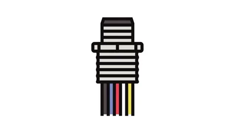 Panel feed wire cable color icon animation Stock Footage 326100540