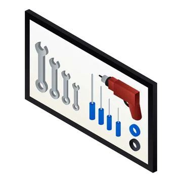 Panel of garage tools icon, isometric style Illustrazione stock