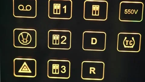 A panel with glowing icons to indicate various processes and commands. Stock Footage 179660951