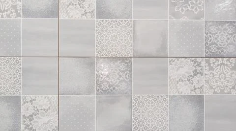 Panel grey white to light gray for clear mosaic vintage tile background Stock Photos