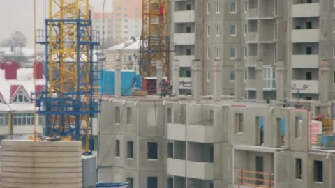 Panel house construction, construction site, construction site Stock Footage 262156156