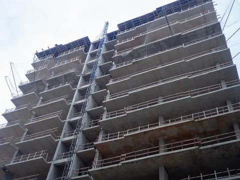 Panel house under construction. Building frame. Tall house under construction Stock Photos