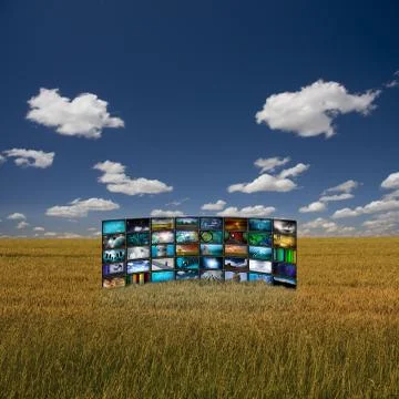 Panel of images in field Stock Illustration