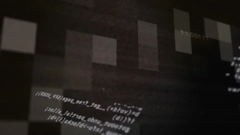 Panel initiating code scroll shifting blocks pulsing circuits reversing Stock Footage 309893325