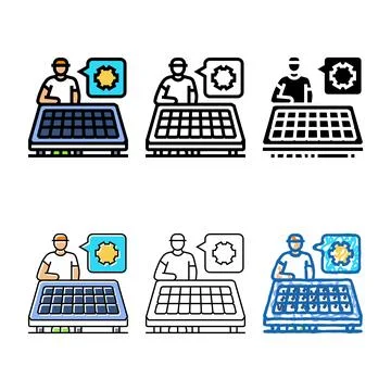 Panel installation solar color simplified icon vector Stock Illustration