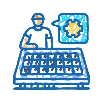 Panel installation solar icon doodle illustration Ilustración de archivo