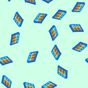 Panel installation solar isometric icon seamless pattern 스톡 일러스트