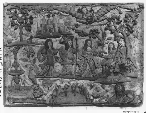 Panel with The Judgment of Paris ca. 1680 British. Panel with The Judgment .. Ilustração Stock