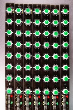 Panel of LED light indicators is in the production Stock Photos