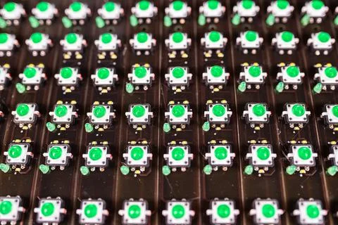 Panel of LED light indicators is in the production Stock Photos
