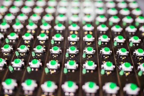 Panel of LED light indicators is in the production Stock Photos