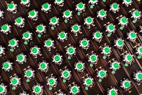 Panel of LED light indicators is in the production Stock-Fotos