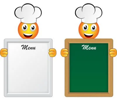 Panel menu with smiley happy cook Stock Illustration