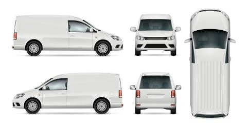 Panel minivan vector mockup side, front, back, top view Stock Illustration