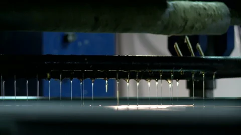 Panel moves along conveyor in gluing process Stock Footage 57327095