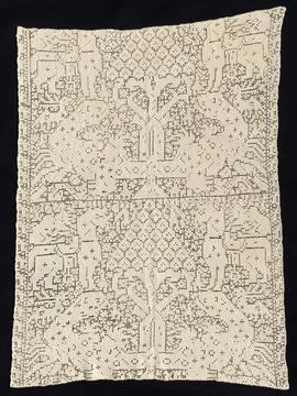 Panel with a Pattern of Trees and Unidentified Animals, 19th century. Spain.. Stock Photos