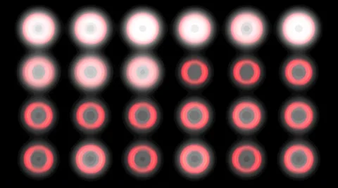 Panel of Red / Glow Spot Lights Pulsing in time for seamless looping Video stock 41690254