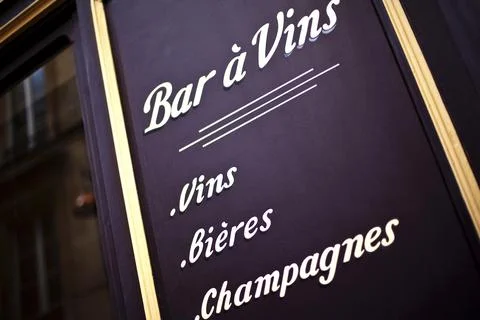 Panel of a rench wine bar Stock Photos