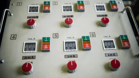 Panel for setting current on conductors Stock Photos