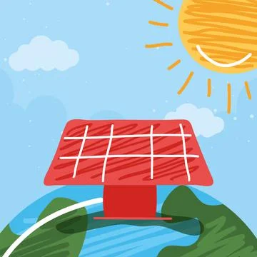 Panel solar and sun Stock Illustration