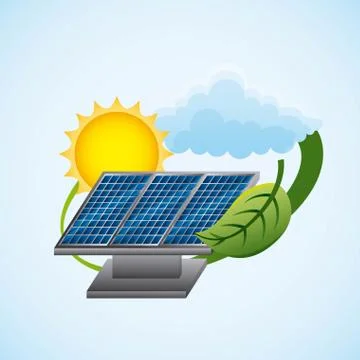 Panel solar ecology power cloud sun - energy clean Ilustração Stock