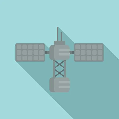 Panel space station icon flat vector. Satellite spaceship Stock Illustration