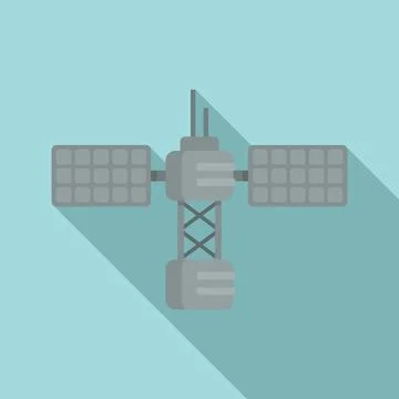 Panel space station icon flat . Satellite spaceship Stock Illustration