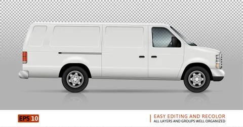Panel Van side view realistic vector illustration Stock Illustration