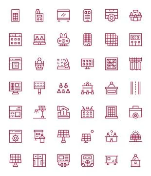 Panel Vector Icon Toolkit featuring 42 Grid Fitted 64x64 Regular Line element Stock Illustration