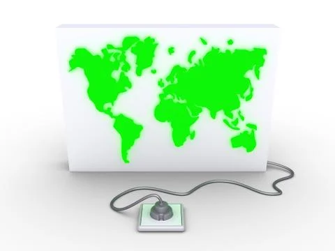 A panel with the world map is plugged in Stock Illustration