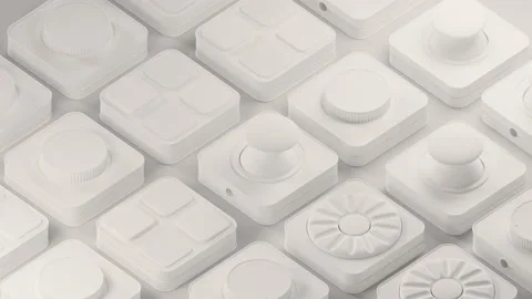 Panels with buttons, rotating rings , controller. Push to confirm, isometrics Stock Footage 205352217