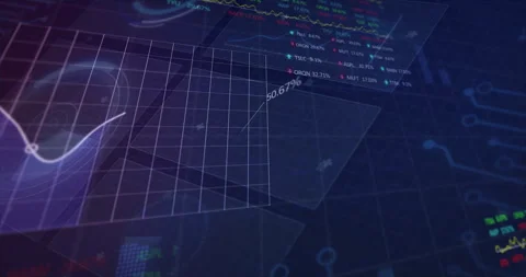Panels emerging animating 3D graph labels sliding code list shifting to 2D Stock Footage 314791534