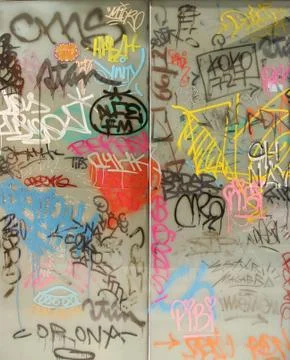 Panels with graffitis on them Stock Photos