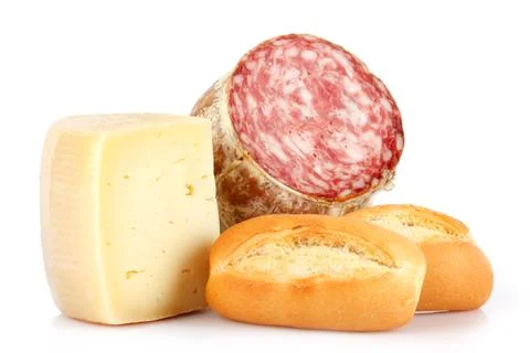 Pane,salame e formaggio Stock Photos