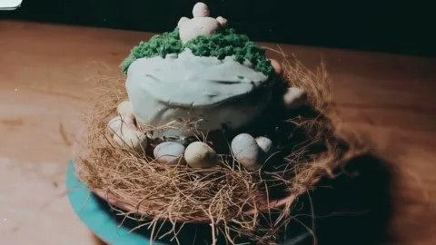 Panettone holiday Easter. Easter eggs Stock Footage 151078168