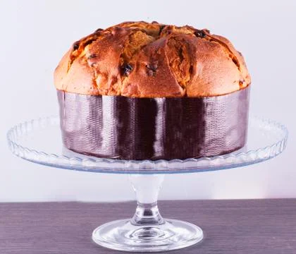 Panettone over stand Stock Photos