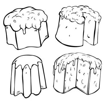 Panettone vector set, hand drawn doodle illustration. Illustrazione stock