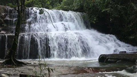 Pang Sida waterfall Stock Footage 117736976