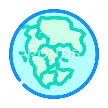 Pangaea earth continent map color icon vector illustration: Royalty ...