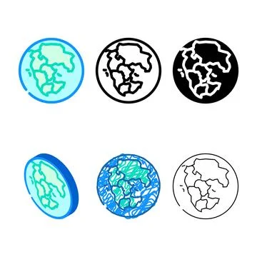 Pangaea multipack earth continent map color icon vector Stock Illustration