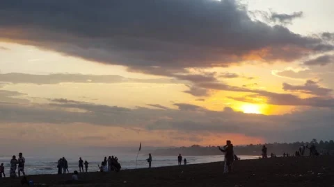Pangandaran sunset beach 스톡 동영상 205811138