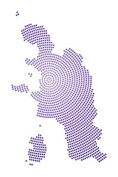 Pangkor Island dotted map. Digital style shape of Pangkor Island. Tech icon.. Stock Illustration